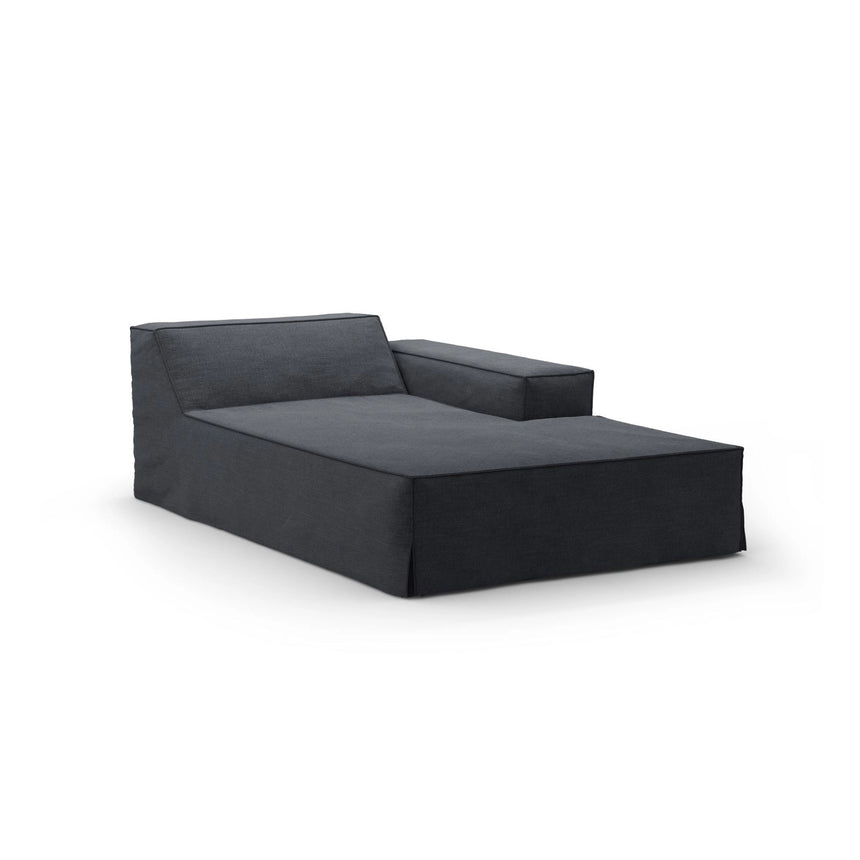 Jodie Einzelmodul Sofa mit abnehmbarem Bezug, Rechte Seite, aus Strukturierter Stoff in Grau und Blau (LINS 89), 166x102 cm von Micadoni – Bild 1