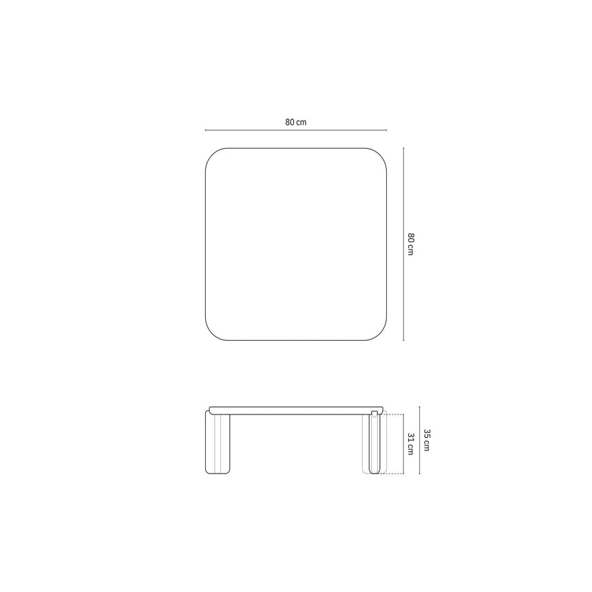 Jonc Couchtisch glänzend, 80x80x35 cm von Micadoni – Produktbild 3