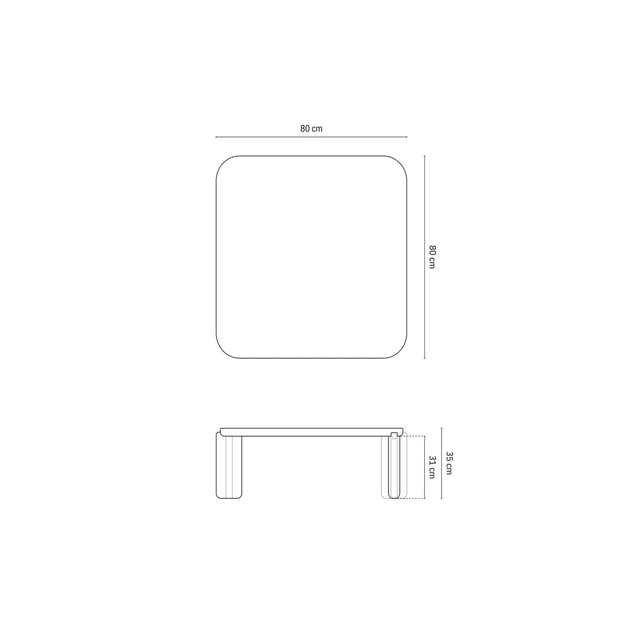 Jonc Couchtisch glänzend, 80x80x35 cm von Micadoni – Produktbild 3