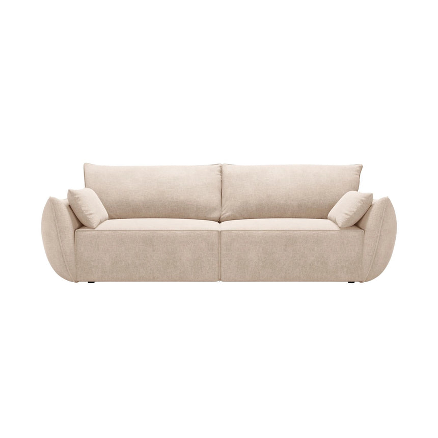 Kaelle 3-Sitzer Sofa mit Schlaffunktion und Bettkasten, ausklappbar, aus Chenille in Beige (Over The Horizon 08), 244x97 cm von Micadoni – Bild 1