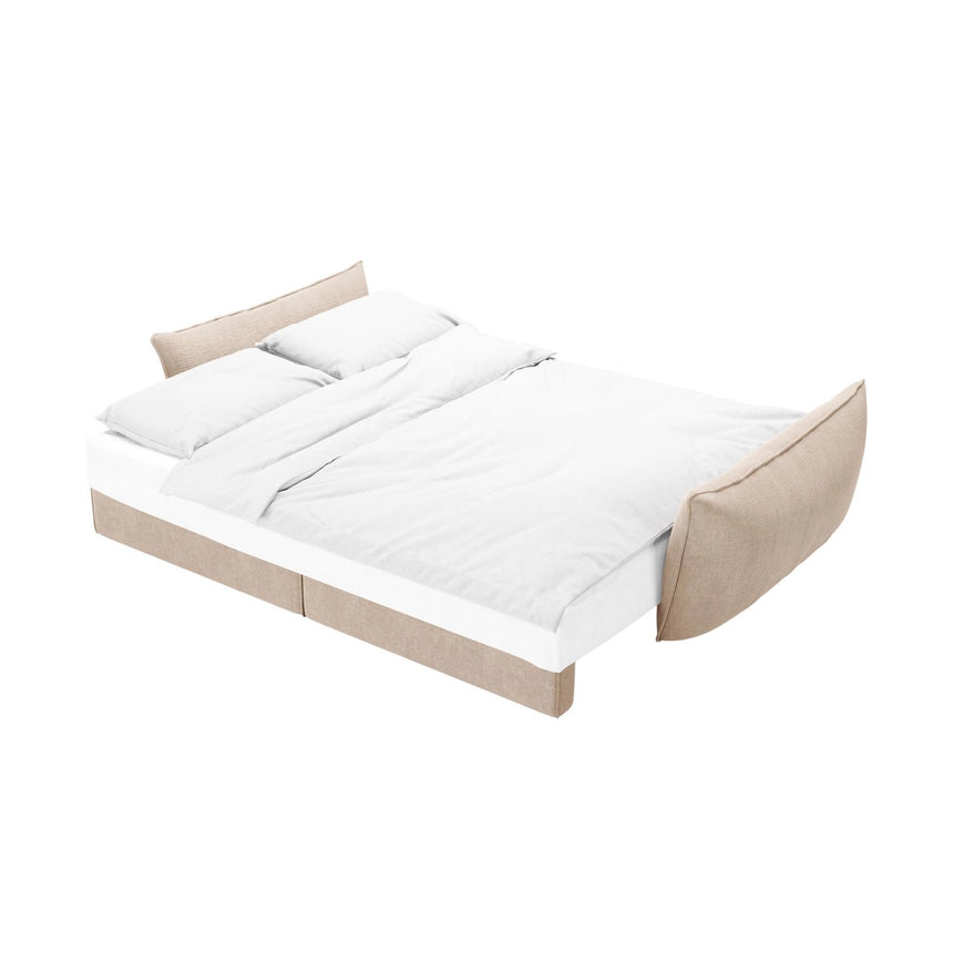Kaelle 3-Sitzer Sofa mit Schlaffunktion und Bettkasten, ausklappbar, aus Chenille in Beige (Over The Horizon 08), 244x97 cm von Micadoni – Bild 6