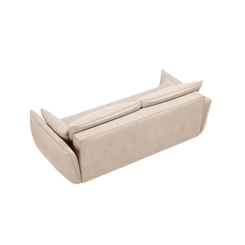 Kaelle 3-Sitzer Sofa mit Schlaffunktion und Bettkasten, ausklappbar, aus Chenille in Beige (Over The Horizon 08), 244x97 cm von Micadoni – Bild 7
