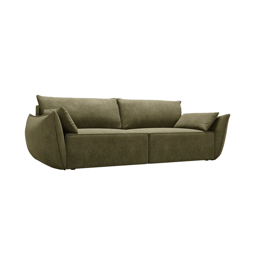 Kaelle 3-Sitzer Sofa mit Schlaffunktion und Bettkasten, ausklappbar, aus Chenille in Grün (Over The Horizon 38), 244x97 cm von Micadoni – Bild 4