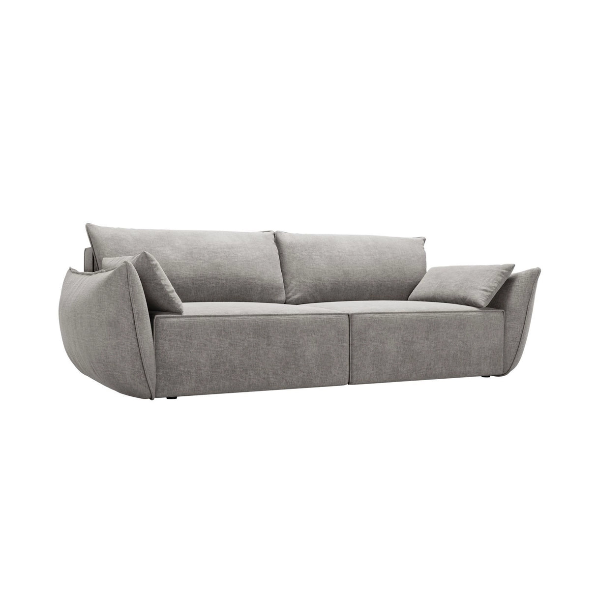 Kaelle 3-Sitzer Sofa mit Schlaffunktion und Bettkasten, ausklappbar, aus Chenille in Hellgrau (Over The Horizon 85), 244x97 cm von Micadoni – Bild 4