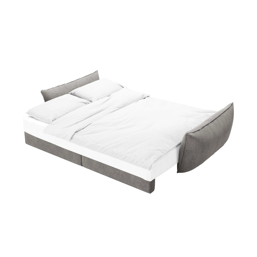 Kaelle 3-Sitzer Sofa mit Schlaffunktion und Bettkasten, ausklappbar, aus Chenille in Hellgrau (Over The Horizon 85), 244x97 cm von Micadoni – Bild 6