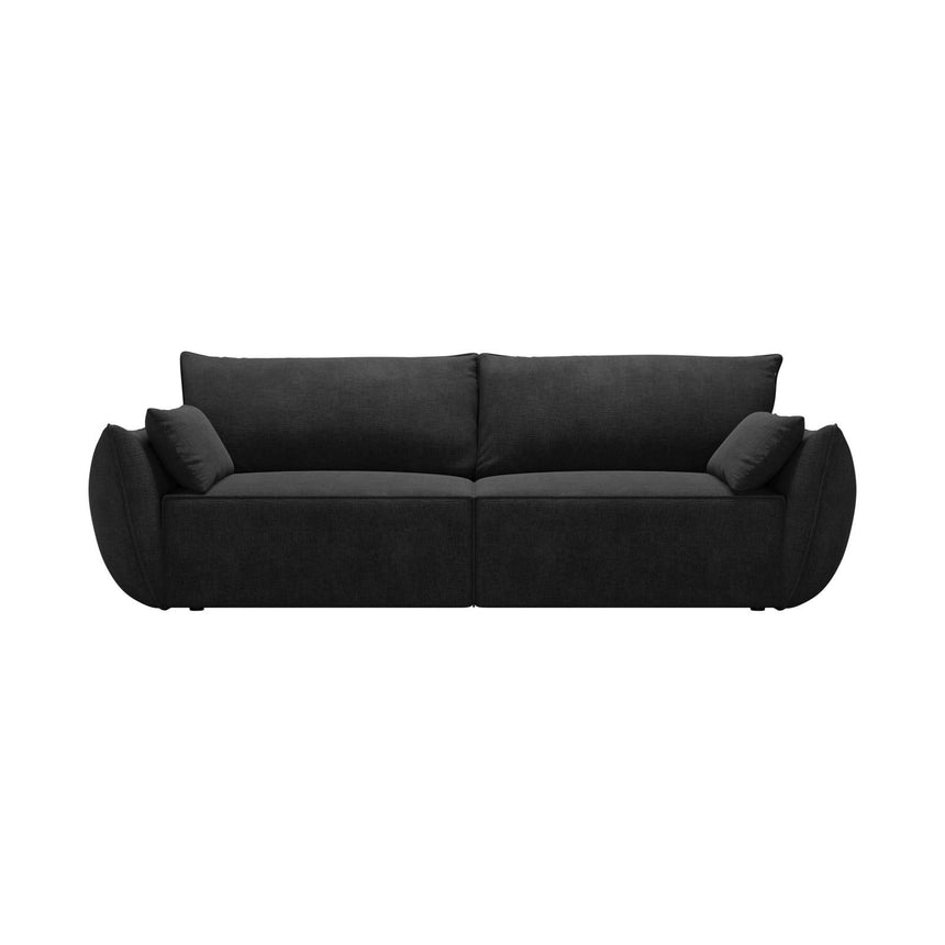 Kaelle 3-Sitzer Sofa mit Schlaffunktion und Bettkasten, ausklappbar, aus Chenille in Schwarz (Over The Horizon 99), 244x97 cm von Micadoni – Bild 1
