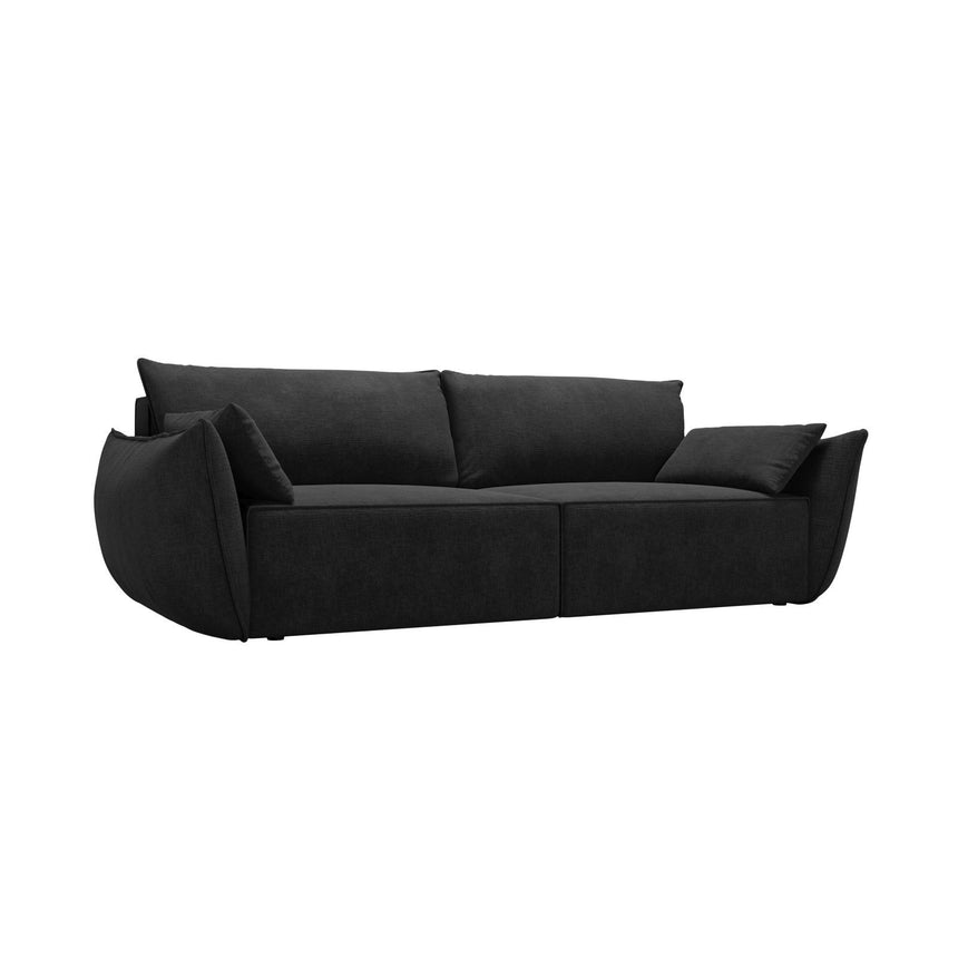 Kaelle 3-Sitzer Sofa mit Schlaffunktion und Bettkasten, ausklappbar, aus Chenille in Schwarz (Over The Horizon 99), 244x97 cm von Micadoni – Bild 4