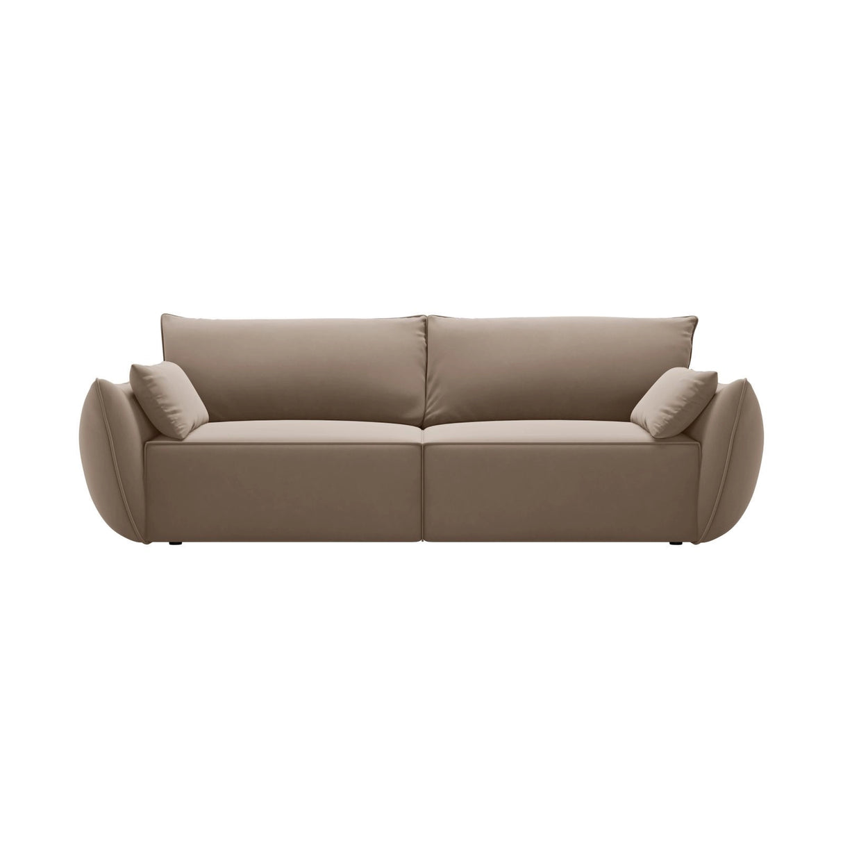 Kaelle 3-Sitzer Sofa mit Schlaffunktion und Bettkasten, ausklappbar, aus Samt in Cappuccino (Bluvel 40), 244x97 cm von Micadoni – Bild 1