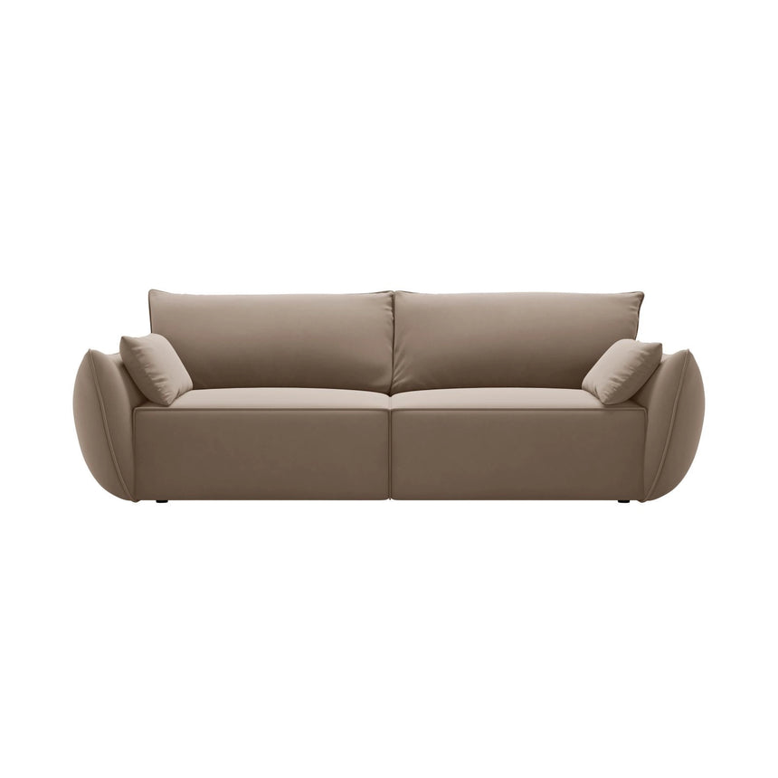 Kaelle 3-Sitzer Sofa mit Schlaffunktion und Bettkasten, ausklappbar, aus Samt in Cappuccino (Bluvel 40), 244x97 cm von Micadoni – Bild 1