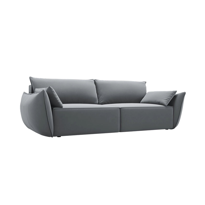 Kaelle 3-Sitzer Sofa mit Schlaffunktion und Bettkasten, ausklappbar, aus Samt in Grau (Bluvel 10), 244x97 cm von Micadoni – Bild 4