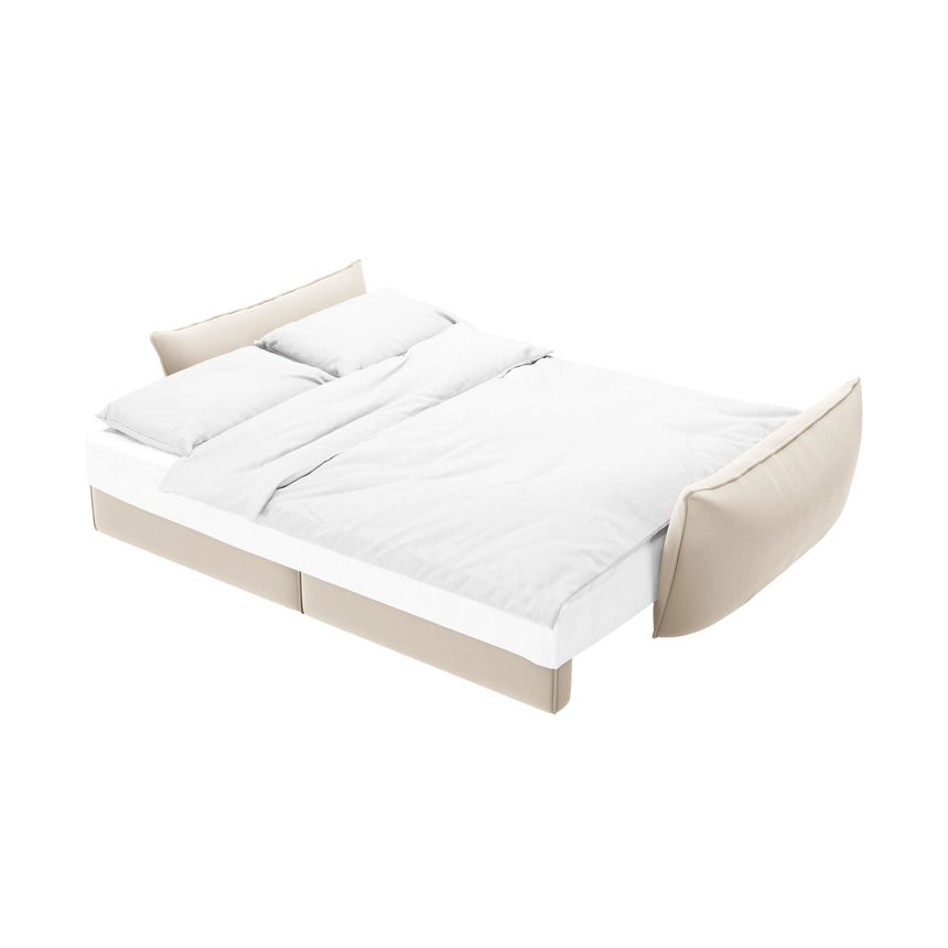 Kaelle 3-Sitzer Sofa mit Schlaffunktion und Bettkasten, ausklappbar, aus Samt in Leichtes Beige (Bluvel 22), 244x97 cm von Micadoni – Bild 6