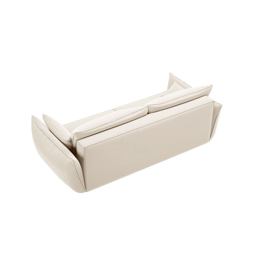 Kaelle 3-Sitzer Sofa mit Schlaffunktion und Bettkasten, ausklappbar, aus Samt in Leichtes Beige (Bluvel 22), 244x97 cm von Micadoni – Bild 7