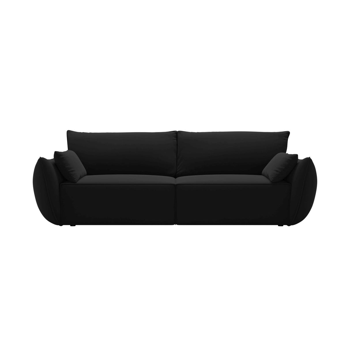 Kaelle 3-Sitzer Sofa mit Schlaffunktion und Bettkasten, ausklappbar, aus Samt in Schwarz (Bluvel 19), 244x97 cm von Micadoni – Bild 1