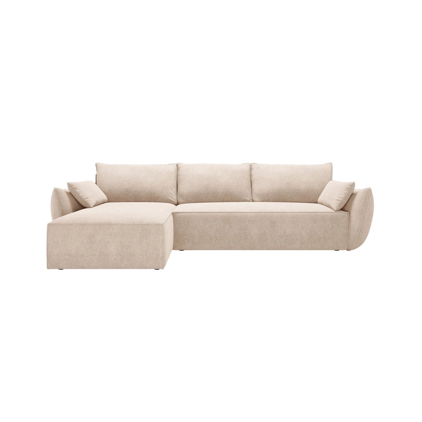 Kaelle 4-Sitzer Ecksofa mit Schlaffunktion und Bettkasten, Linke Seite, aus Chenille in Beige (Over The Horizon 08), 252x165 cm von Micadoni – Bild 1