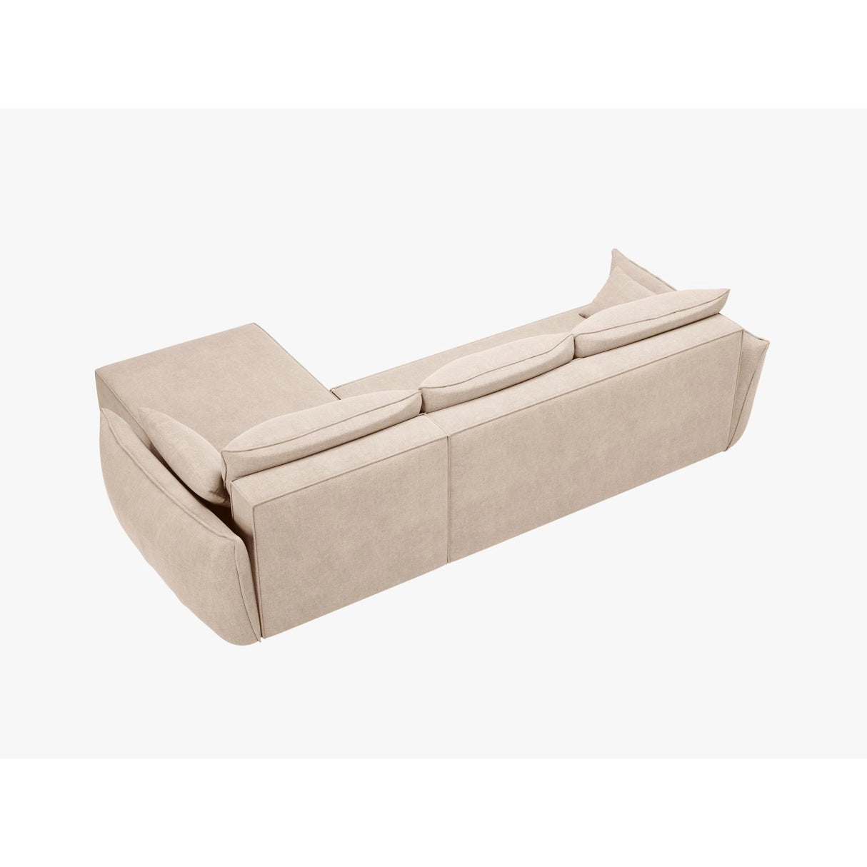 Kaelle 4-Sitzer Ecksofa mit Schlaffunktion und Bettkasten, Linke Seite, aus Chenille in Beige (Over The Horizon 08), 252x165 cm von Micadoni – Bild 4