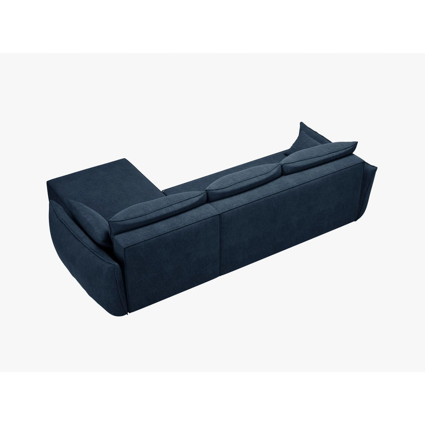 Kaelle 4-Sitzer Ecksofa mit Schlaffunktion und Bettkasten, Linke Seite, aus Chenille in Königsblau (Over The Horizon 78), 252x165 cm von Micadoni – Bild 4