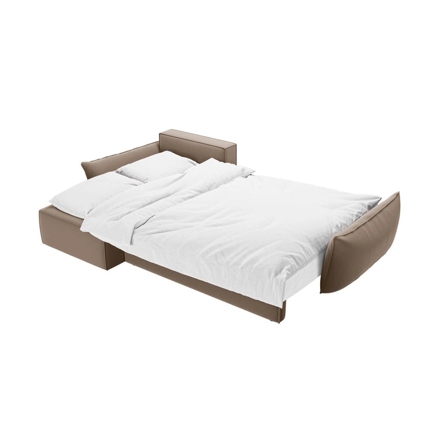 Kaelle 4-Sitzer Ecksofa mit Schlaffunktion und Bettkasten, Linke Seite, aus Samt in Cappuccino (Bluvel 40), 252x165 cm von Micadoni – Bild 6