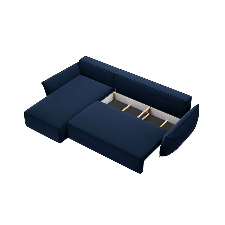 Kaelle 4-Sitzer Ecksofa mit Schlaffunktion und Bettkasten, Linke Seite, aus Samt in Königsblau (Bluvel 86), 252x165 cm von Micadoni – Bild 5