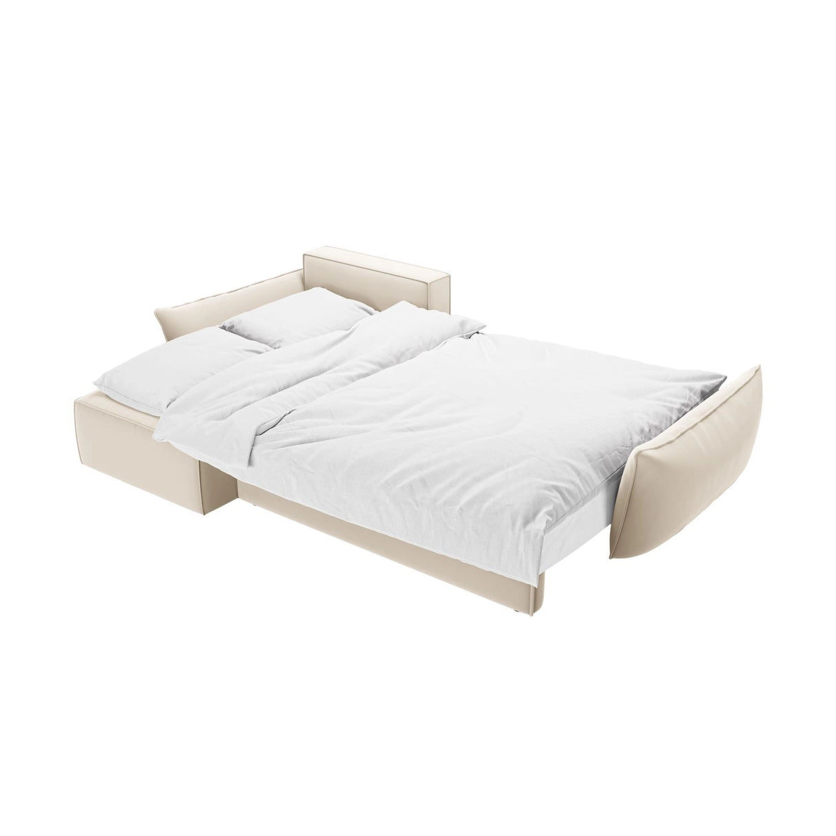 Kaelle 4-Sitzer Ecksofa mit Schlaffunktion und Bettkasten, Linke Seite, aus Samt in Leichtes Beige (Bluvel 22), 252x165 cm von Micadoni – Bild 6