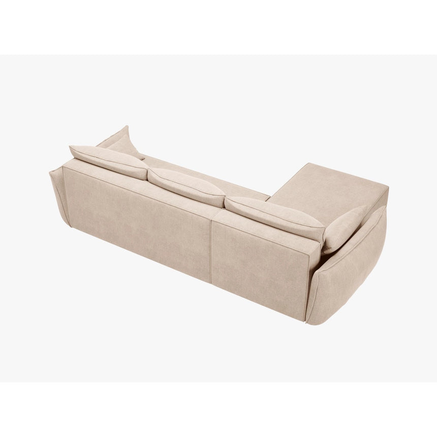 Kaelle 4-Sitzer Ecksofa mit Schlaffunktion und Bettkasten, Rechte Seite, aus Chenille in Beige (Over The Horizon 08), 252x165 cm von Micadoni – Bild 4