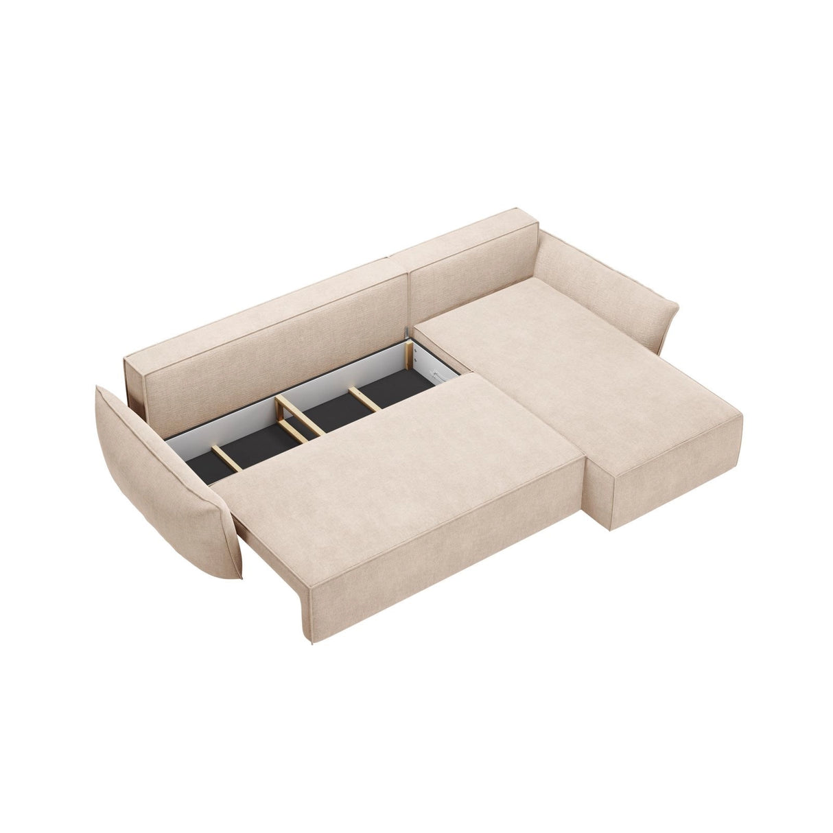 Kaelle 4-Sitzer Ecksofa mit Schlaffunktion und Bettkasten, Rechte Seite, aus Chenille in Beige (Over The Horizon 08), 252x165 cm von Micadoni – Bild 5