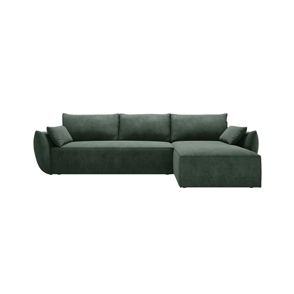 Kaelle 4-Sitzer Ecksofa mit Schlaffunktion und Bettkasten, Rechte Seite, aus Chenille in Flaschengrün (Over The Horizon 39), 252x165 cm von Micadoni – Bild 1