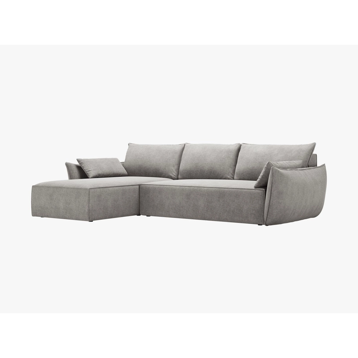 Kaelle 4-Sitzer Ecksofa mit Schlaffunktion und Bettkasten, Rechte Seite, aus Chenille in Hellgrau (Over The Horizon 85), 252x165 cm von Micadoni – Bild 7