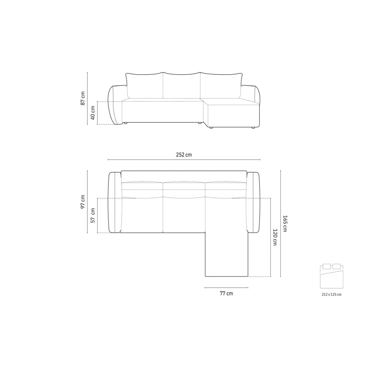 Kaelle 4-Sitzer Ecksofa mit Schlaffunktion und Bettkasten, Rechte Seite, aus Samt in Gelb (Bluvel 68), 252x165 cm von Micadoni – Bild 3