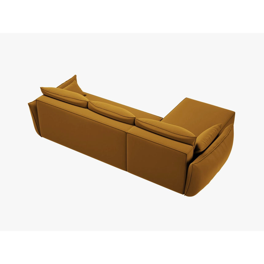 Kaelle 4-Sitzer Ecksofa mit Schlaffunktion und Bettkasten, Rechte Seite, aus Samt in Gelb (Bluvel 68), 252x165 cm von Micadoni – Bild 4