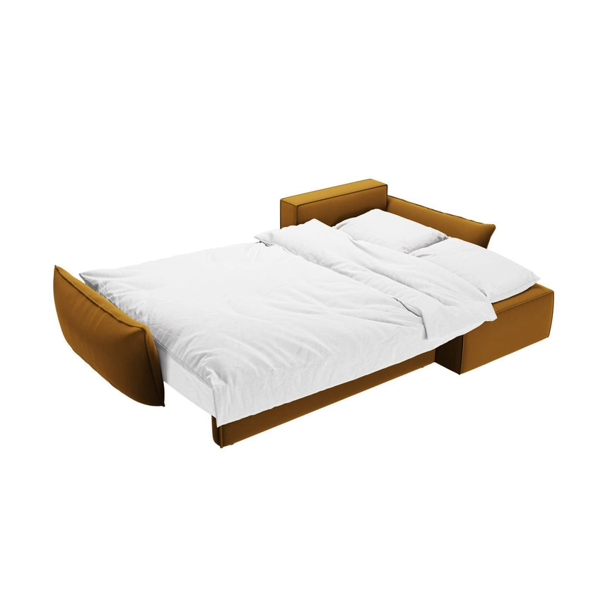 Kaelle 4-Sitzer Ecksofa mit Schlaffunktion und Bettkasten, Rechte Seite, aus Samt in Gelb (Bluvel 68), 252x165 cm von Micadoni – Bild 6