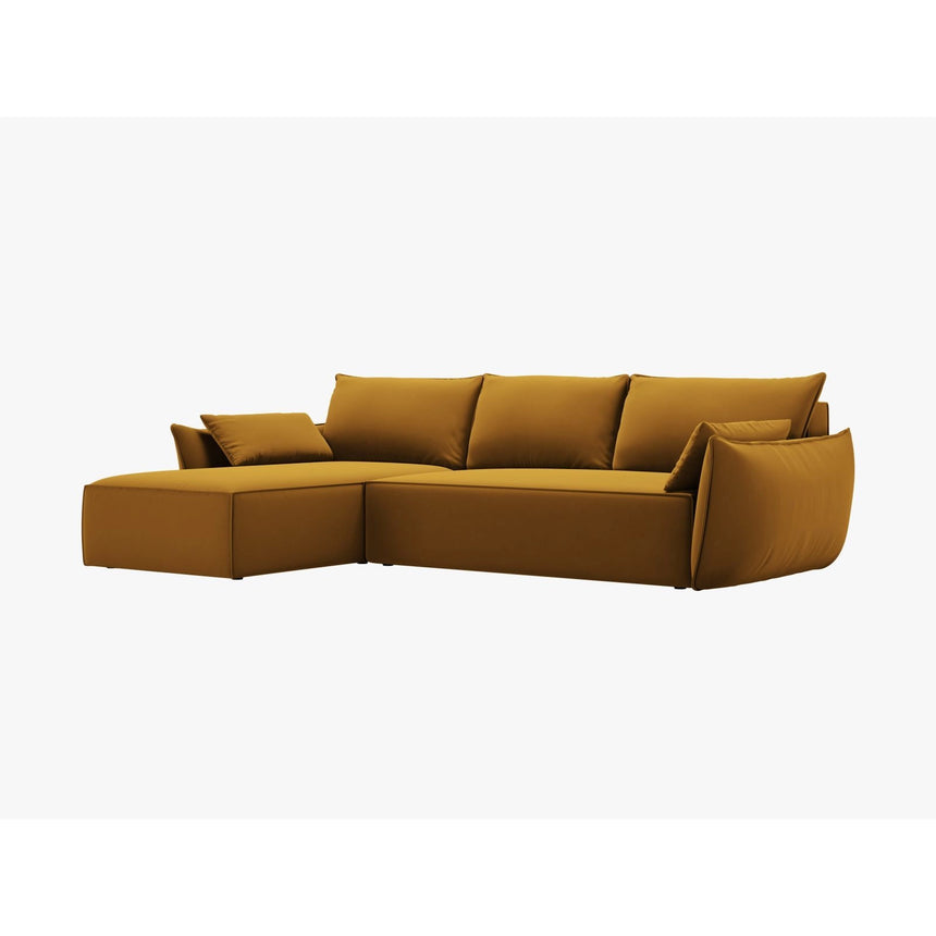 Kaelle 4-Sitzer Ecksofa mit Schlaffunktion und Bettkasten, Rechte Seite, aus Samt in Gelb (Bluvel 68), 252x165 cm von Micadoni – Bild 7