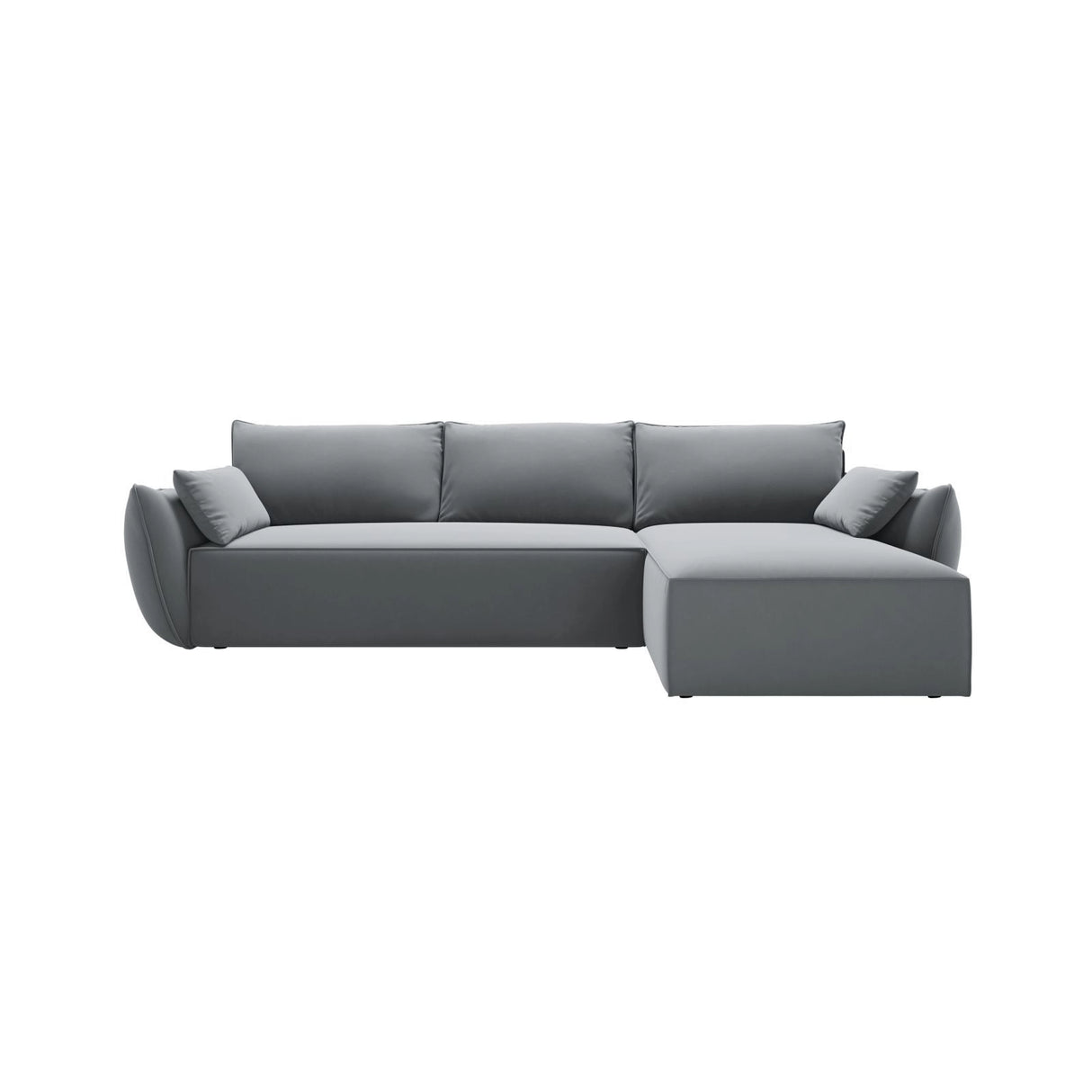 Kaelle 4-Sitzer Ecksofa mit Schlaffunktion und Bettkasten, Rechte Seite, aus Samt in Grau (Bluvel 10), 252x165 cm von Micadoni – Bild 1