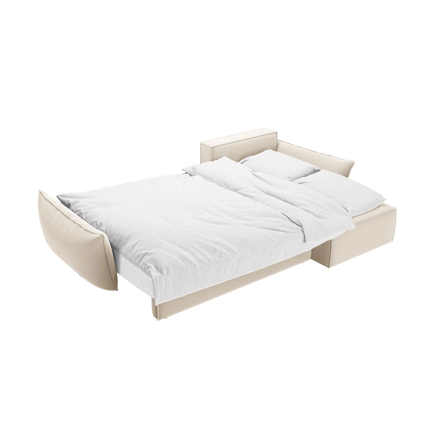 Kaelle 4-Sitzer Ecksofa mit Schlaffunktion und Bettkasten, Rechte Seite, aus Samt in Leichtes Beige (Bluvel 22), 252x165 cm von Micadoni – Bild 6