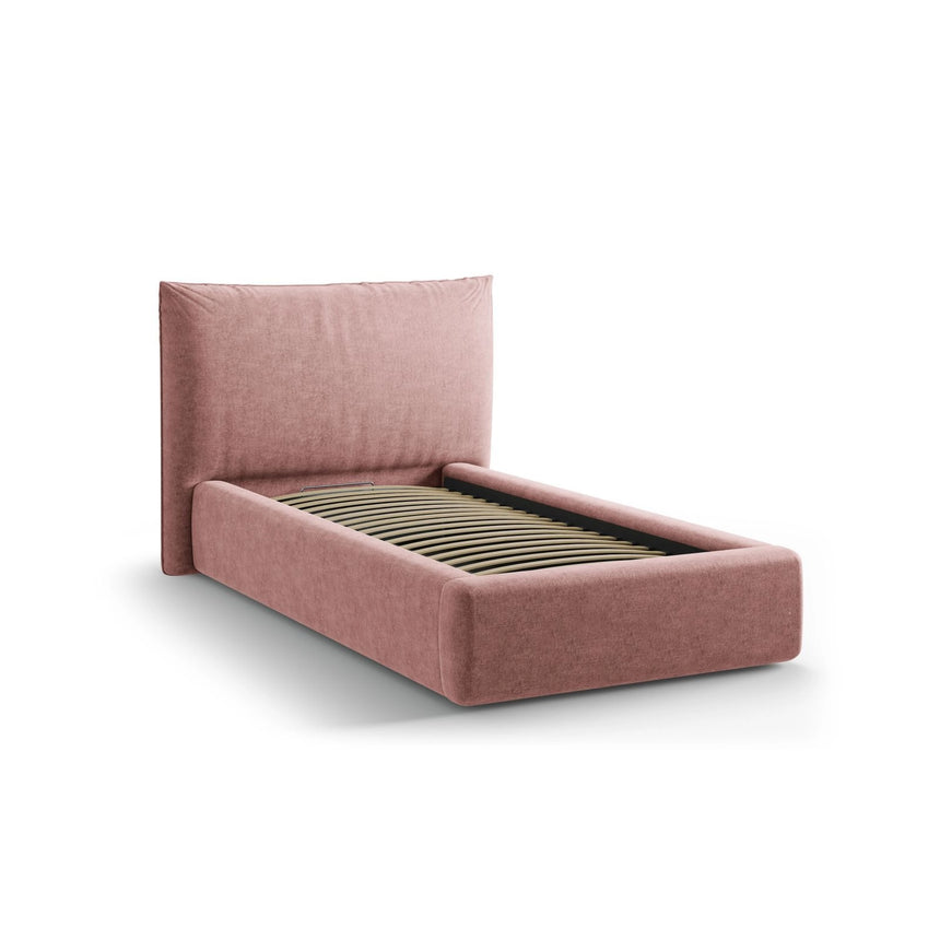 Kaelle Bett mit Kopfteil und Stauraum aus Chenille in Rosa (Perfect Harmony 63), 90x200 cm von Micadoni – Bild 4