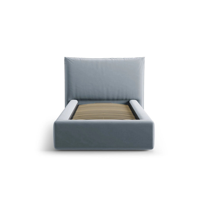 Kaelle Bett mit Kopfteil und Stauraum aus Samt in Hellblau (Bluvel 06), 90x200 cm von Micadoni – Bild 3