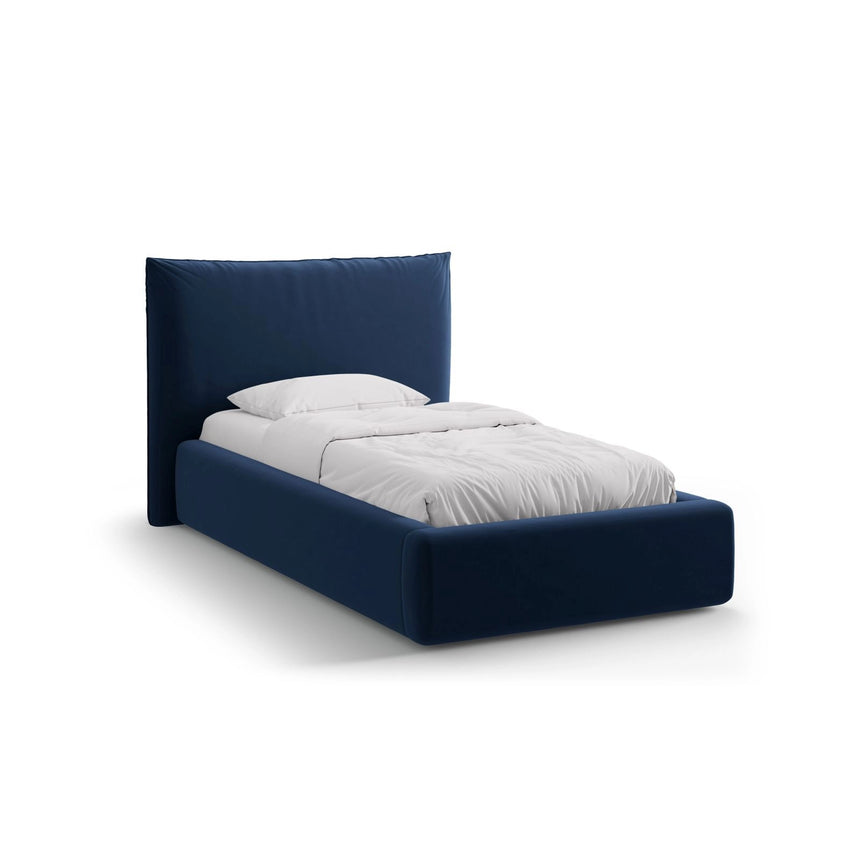 Kaelle Bett mit Kopfteil und Stauraum aus Samt in Königsblau (Bluvel 86), 90x200 cm von Micadoni – Bild 1