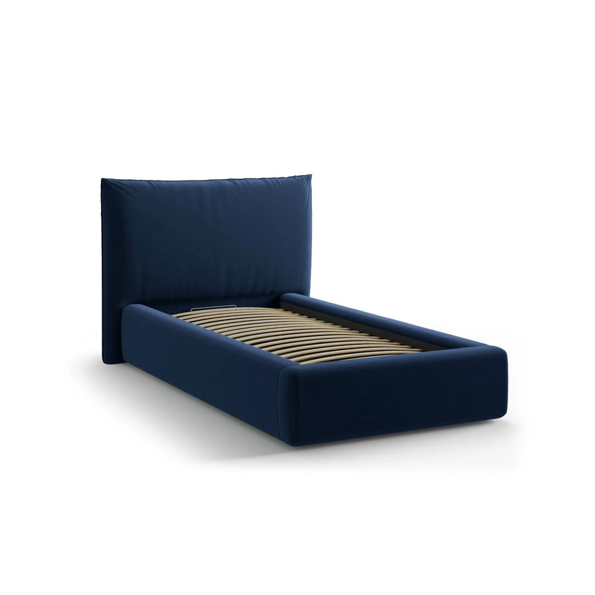 Kaelle Bett mit Kopfteil und Stauraum aus Samt in Königsblau (Bluvel 86), 90x200 cm von Micadoni – Bild 4