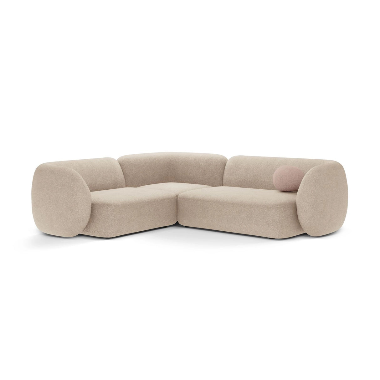 Kate 4-Sitzer Ecksofa, Linke Seite, aus Boucle in Beige (Baloo 2074), 252x220 cm von Micadoni – Bild 1