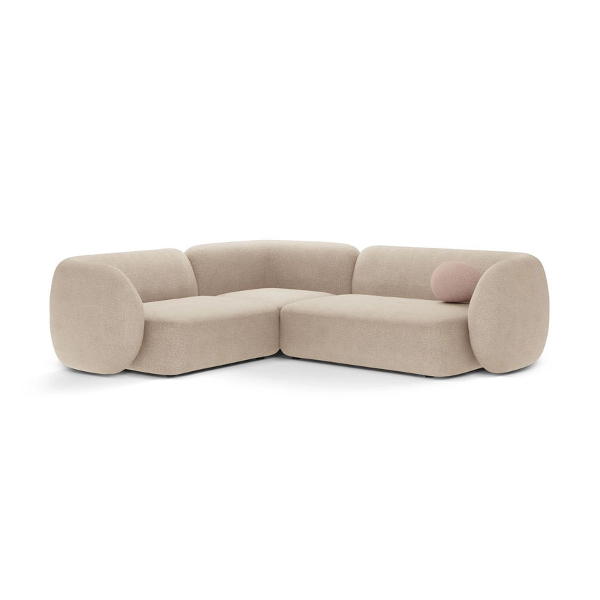 Kate 4-Sitzer Ecksofa, Linke Seite, aus Boucle in Beige (Baloo 2074), 252x220 cm von Micadoni – Bild 1