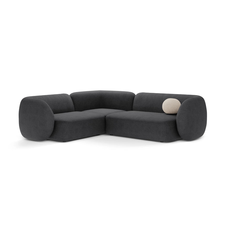 Kate 4-Sitzer Ecksofa, Linke Seite, aus Boucle in Dunkelgrau (Baloo 2083), 252x220 cm von Micadoni – Bild 1