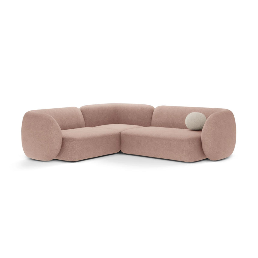 Kate 4-Sitzer Ecksofa, Linke Seite, aus Boucle in Puderrosa (Baloo 2072), 252x220 cm von Micadoni – Bild 1