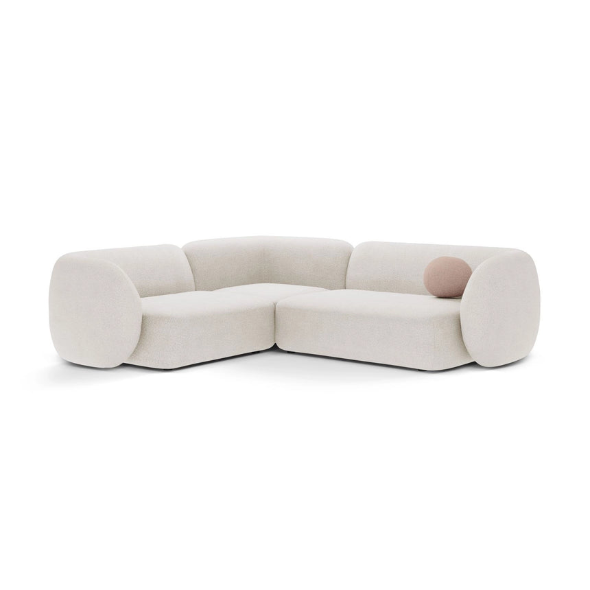 Kate 4-Sitzer Ecksofa, Linke Seite, aus Samt, Boucle oder Strukturstoff, 252x220 cm von Micadoni – Bild 1