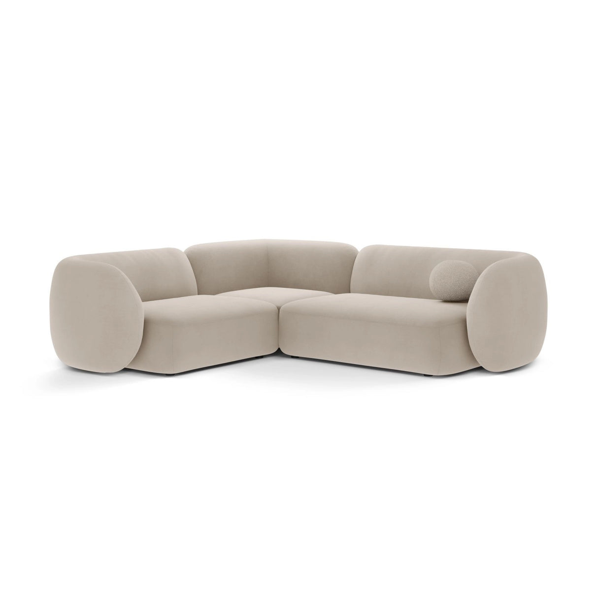 Kate 4-Sitzer Ecksofa, Linke Seite, aus Samt in Beige (Salvador 1), 252x220 cm von Micadoni – Bild 1