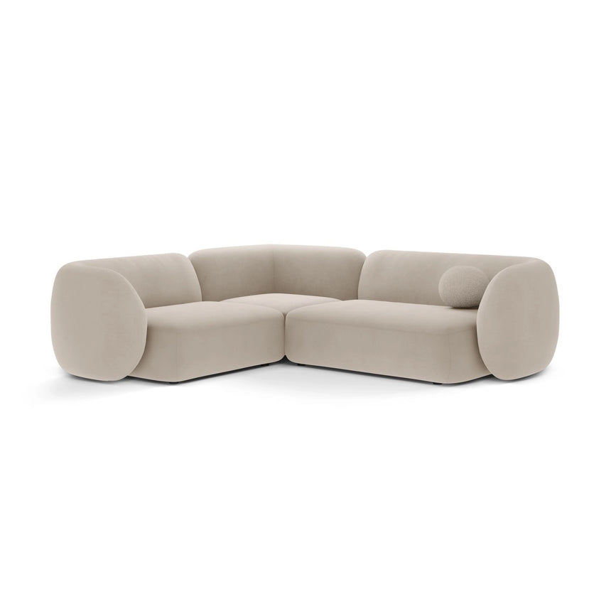 Kate 4-Sitzer Ecksofa, Linke Seite, aus Samt in Beige (Salvador 1), 252x220 cm von Micadoni – Bild 1