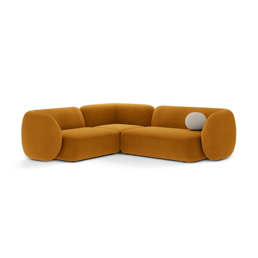 Kate 4-Sitzer Ecksofa, Linke Seite, aus Samt in Gelb (Salvador 10), 252x220 cm von Micadoni – Bild 1
