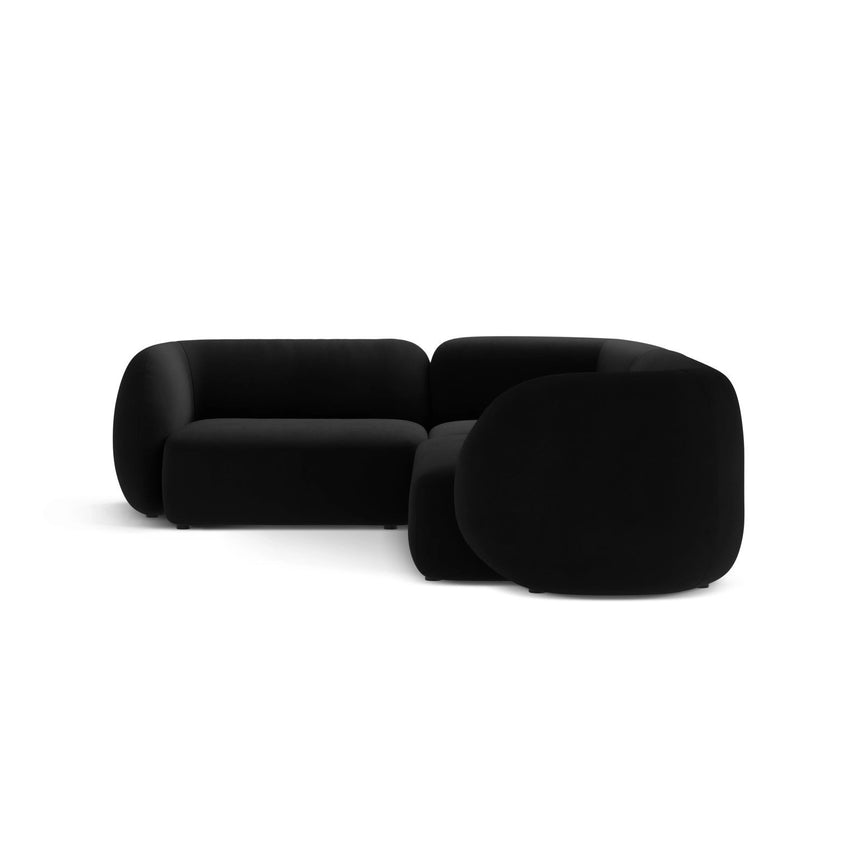 Kate 4-Sitzer Ecksofa, Linke Seite, aus Samt in Schwarz (Salvador 19), 252x220 cm von Micadoni – Bild 4