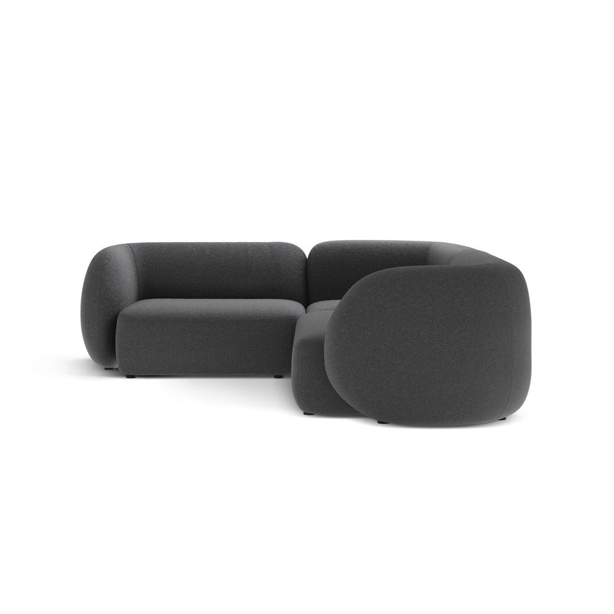 Kate 4-Sitzer Ecksofa, Linke Seite, aus Strukturierter Stoff in Dark Grey Melange (Puente 94), 252x220 cm von Micadoni – Bild 4