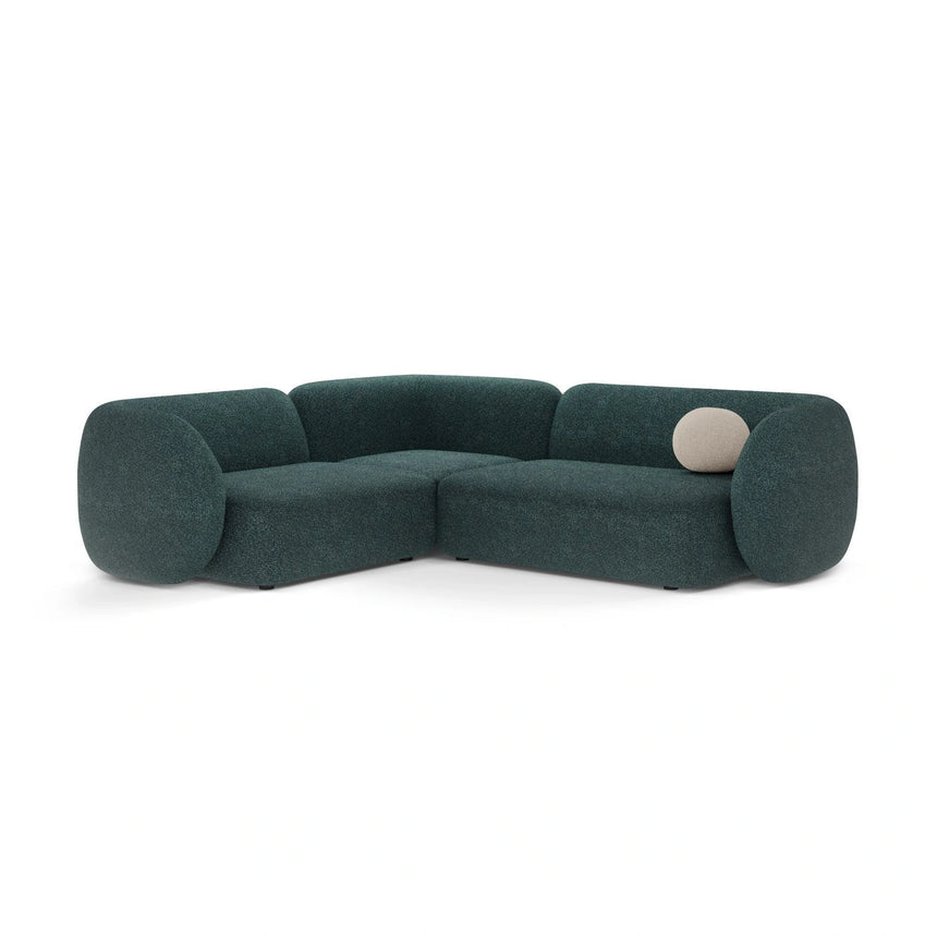 Kate 4-Sitzer Ecksofa, Linke Seite, aus Strukturierter Stoff in Green Blue Melange (Puente 39), 252x220 cm von Micadoni – Bild 1