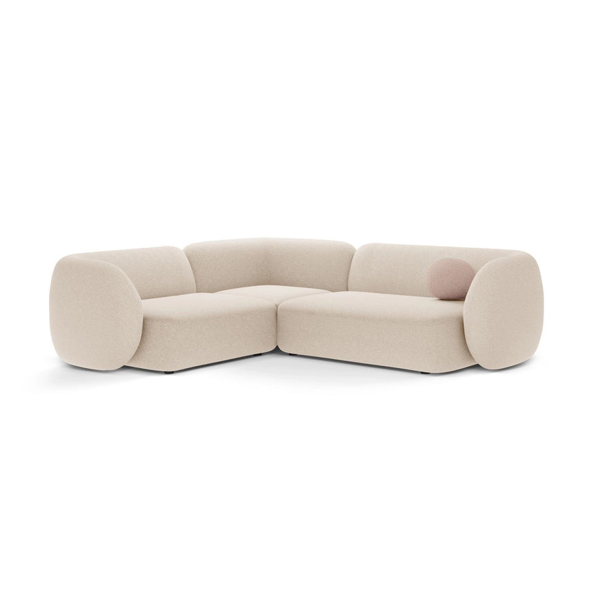 Kate 4-Sitzer Ecksofa, Linke Seite, aus Strukturierter Stoff in Light Beige Melange (Puente 03), 252x220 cm von Micadoni – Bild 1