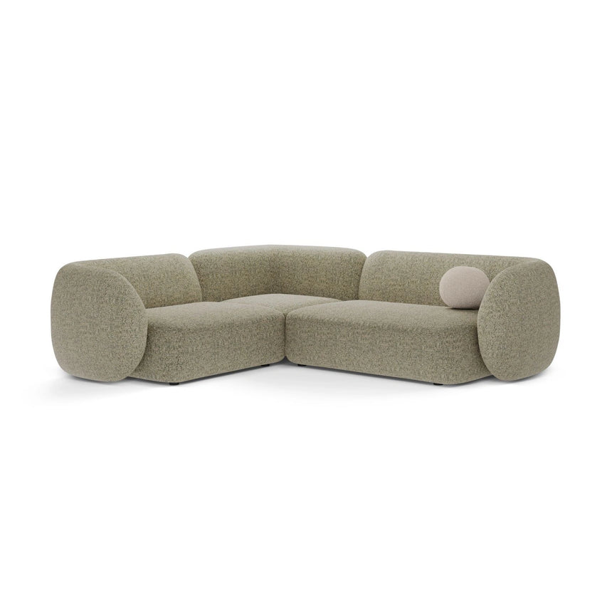Kate 4-Sitzer Ecksofa, Linke Seite, aus Strukturierter Stoff in Moss Green Melange (Puente 33), 252x220 cm von Micadoni – Bild 1